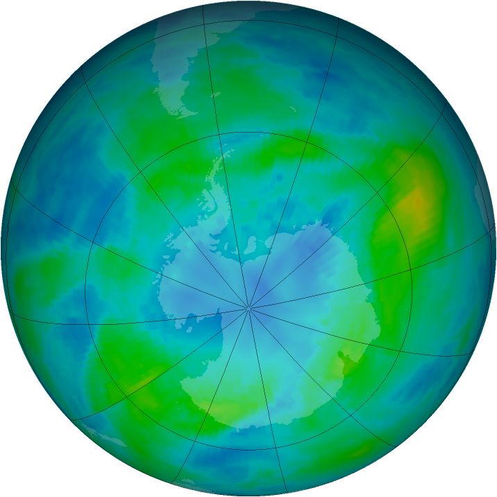 Antarctic ozone map for 09 April 1987